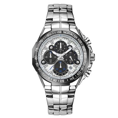 RORIOS Herren-Armbanduhr mit Chronograph, Datumsanzeige, Stoppuhr, Kalender, Leuchtzeiger, Edelstahlarmband, Multifunktions-Analog-Quarz