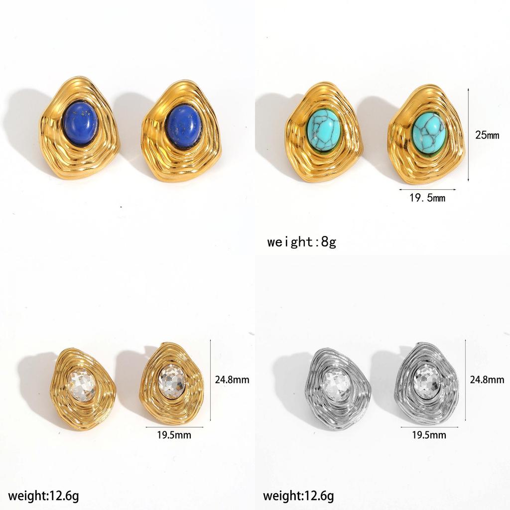 Art Deco Geometric Turquoise Stainless Steel Earrings For Women Fashion Accessories