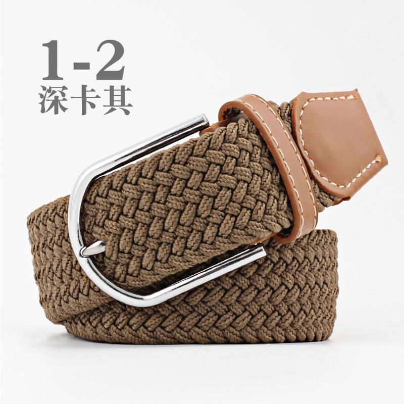 Women Casual Knitted Pin Buckle Without Holes Men Belt Woven Canvas Elastic Expandable Braided Stretch Belts for Female Jeans