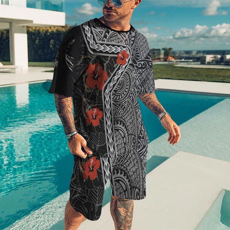 

Комплект из двух частей с круглым вырезом, с короткими рукавами, топ и шорты 5 XXL