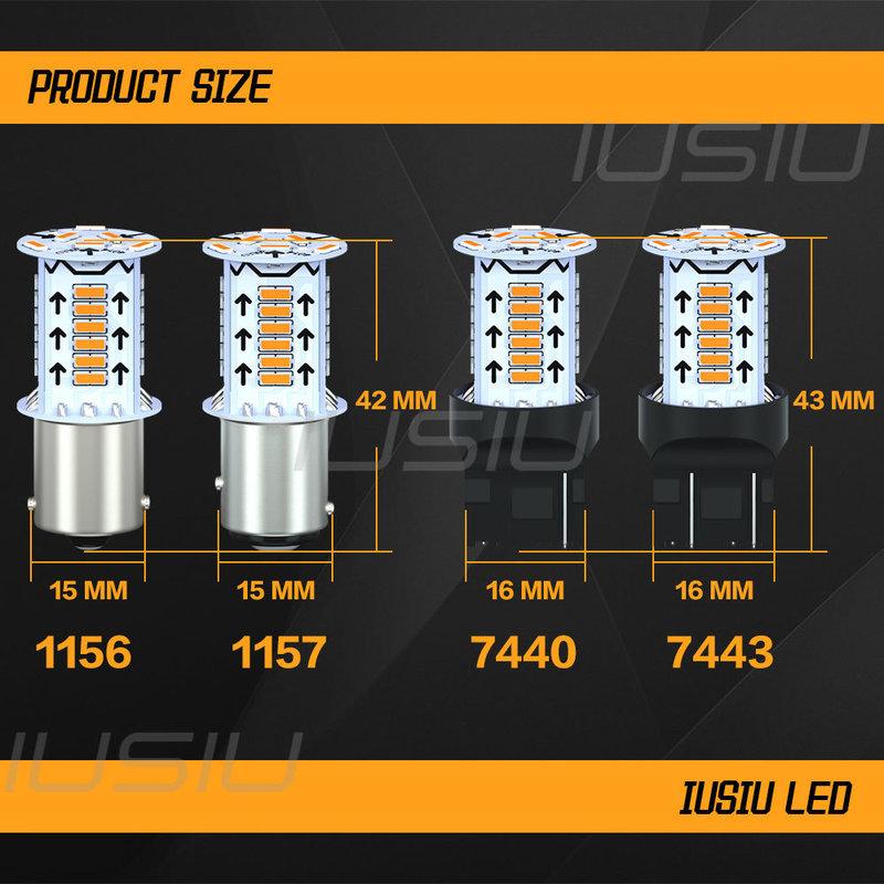 

IUSIU 2PCS Flash P21W 1156 BA15S 1157 strobe Led Bulb BAY15D T20 7440 7443 P21/5W Red Car Stop Tail Brake Reverse Lamp Light 12V 7440 W21W WY21W T20