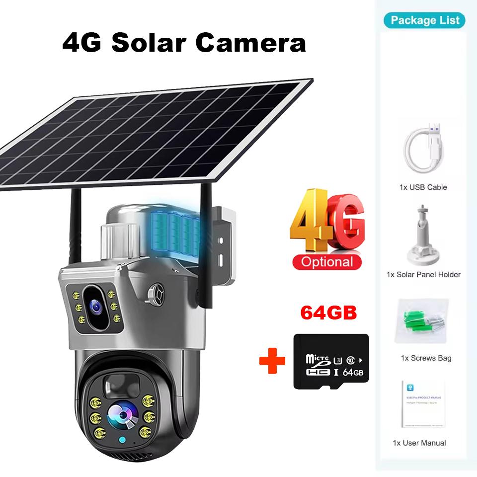 Outdoor Waterproof Solar Camera 4G/Wifi Home Full Color HD Remote Low Power Consumption Monitor with Night Vision