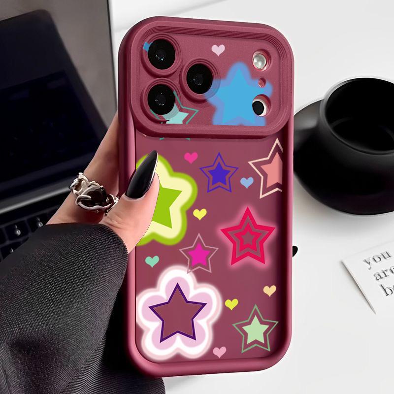 Shockproof Phone Case For iPhone 17 Pro Max Blended Colorful Stars Pattern Silicone Cover For iPhone 16 Pro Max Cover iPhone 15 14 13 12 11 16E