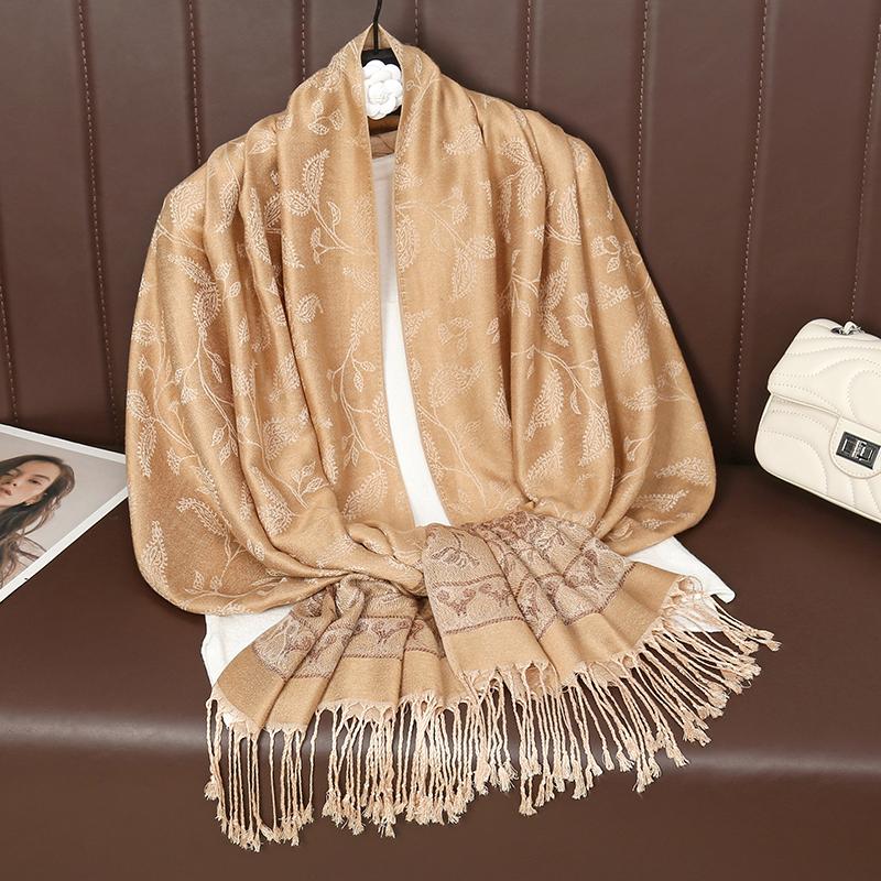 Paisley Pashmina Shawl Scarf Women Jacquard Cashew Printed Scarves Flowers Borders Female Tassel Blanket Wraps Ethnic Shawls