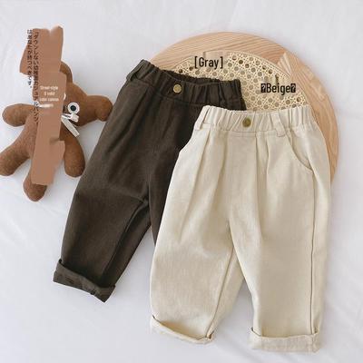 Autumn Boys' Casual Korean Style Pants, Solid Color, Ages 0-6, CK062