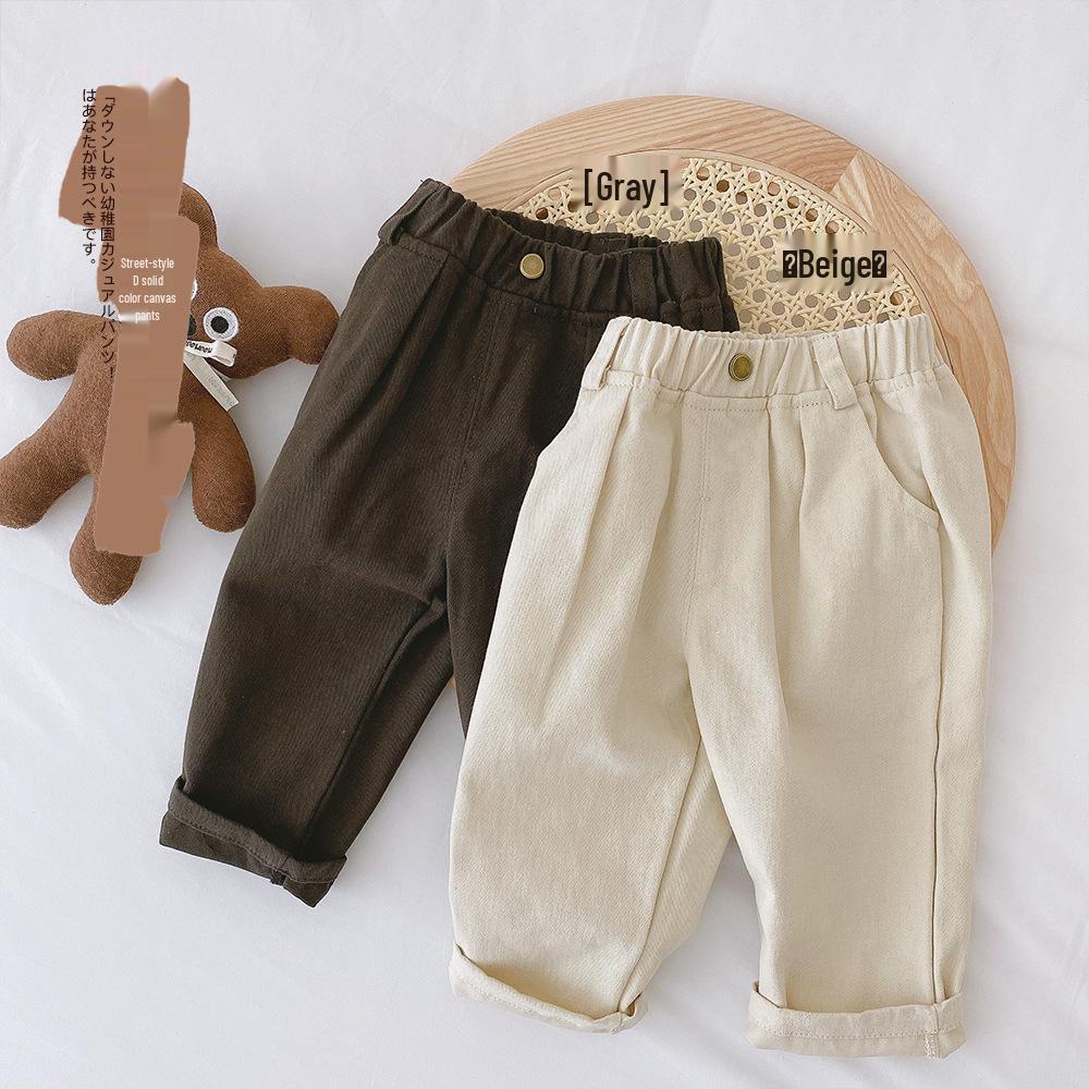 

Autumn Boys Casual Korean Style Pants, Solid Color, Ages 0-6, CK062 Closed-crotch/Label 130 сірий колір