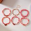 Letters Soft Clay Beaded Bracelet Red Beads Heart Pendant Hand Chain  New Year Gift