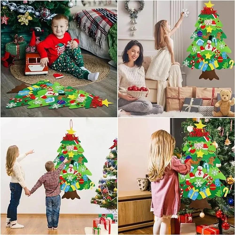 Diy Felt Christmas Tree Christmas Decoration For Home Navidad New Year Christmas Ornaments Santa Christmas Children's Gift 1PC