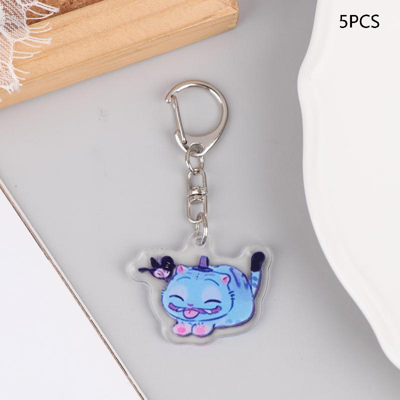 5Pcs Cartoon Huntrix Saja Boys Derpy Tiger Acrylic Keychains Ring Double-Sided Key Chain Jewelry Demon Hunters Love Gifts