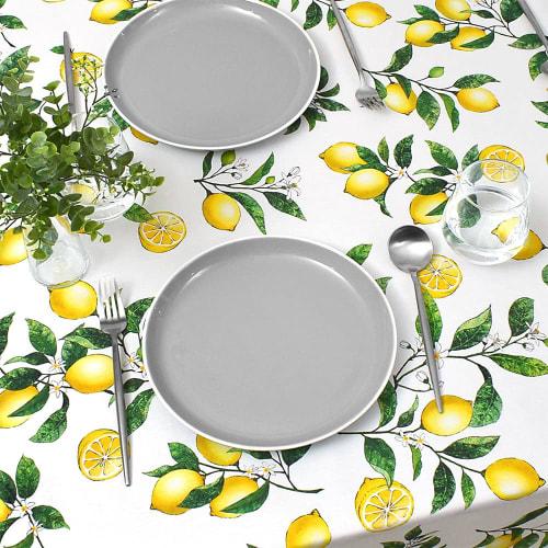 STYLE Decor Tablecloth, 100% Cotton, Stylish Rectangular, Nordic Style, 120x150cm, Standard, Lemon Yellow, Fruit Pattern, W4701800
