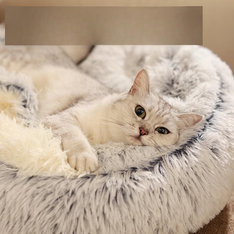 Winter Thickened Warm Semi-enclosed Dog House Pet House Can Be Disassembled and Washable Cat Tent Dog Bed with Cover Long Fur Nest