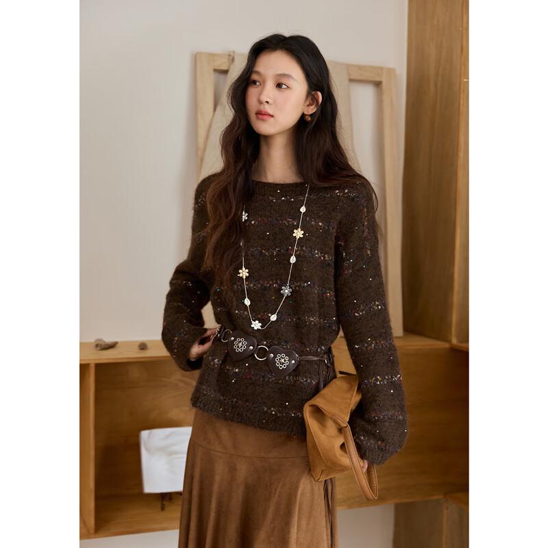 Mishow Women's Retro Wool Blend Loose Knit Sweater
