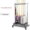 Stainless Steel Movable Mop & Cleaning Tool Storage Rack