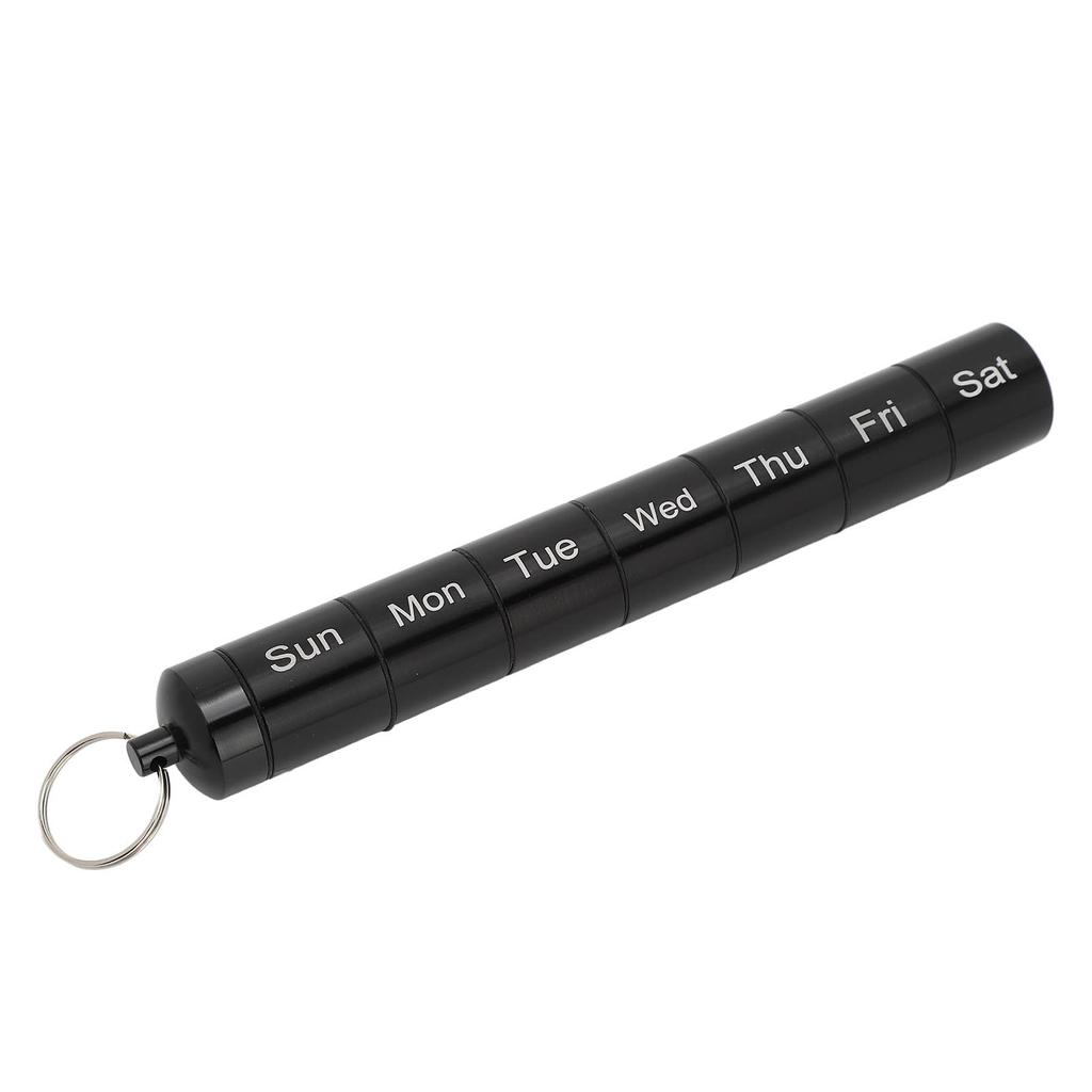 7 Days Weekly Medicine Box Aluminum Alloy Waterproof Keychain Pill Holder Case for Supplements