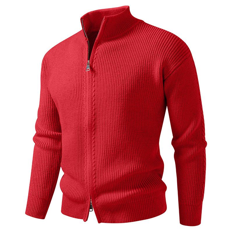 Zipper Fashionable Casual Stand Collar Sweater Jacket for Men