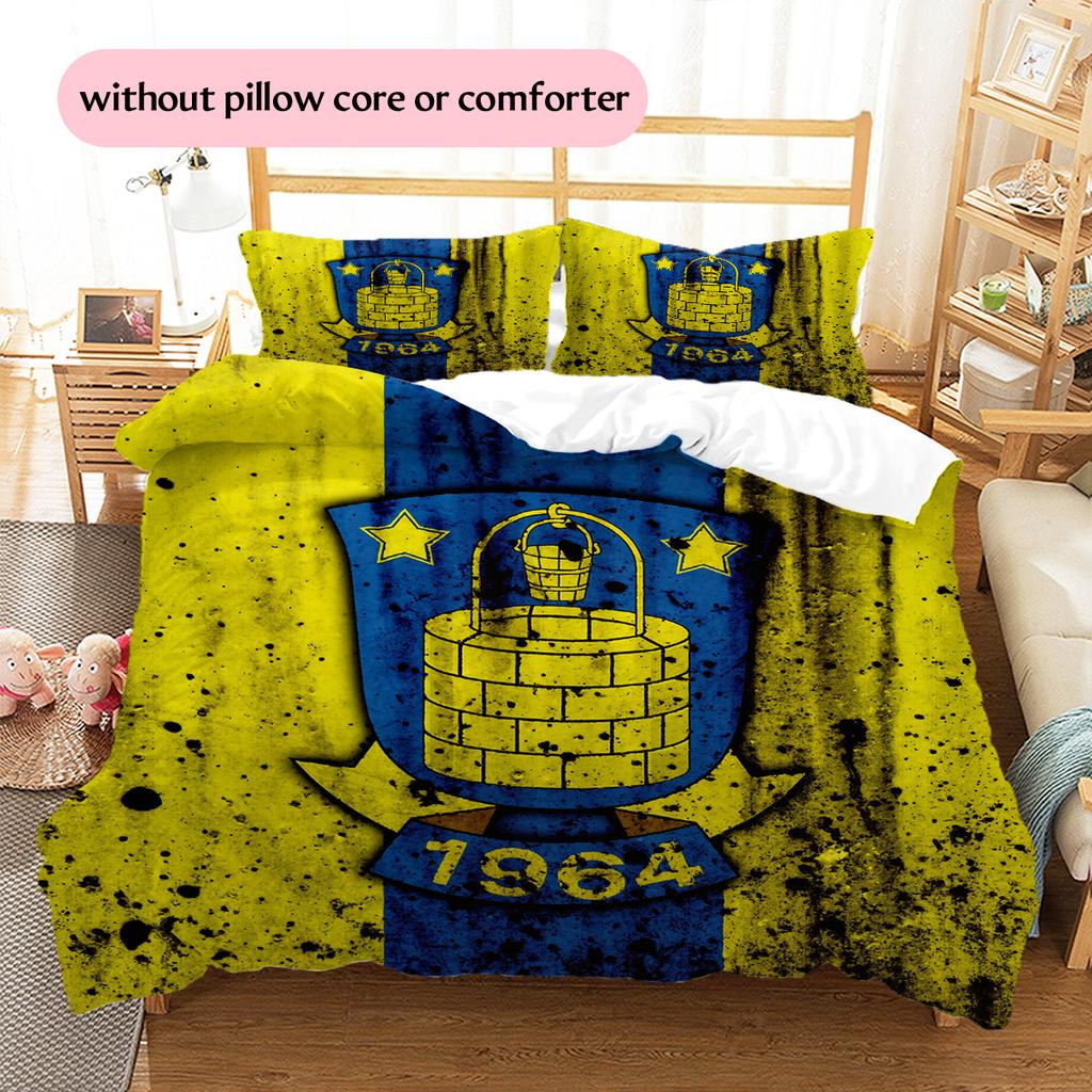 Brøndby IF Pattern Bedding Quilt Set Home Decoration Gift (1 * duvet cover + 2 * pillowcase without core)