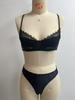 French Lace Trim Patchwork Bra & Panty Set