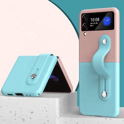 Guangzhou Phone Case Manufacturer Wrist Band Hand Strap Cellphone Pc Cover with Stand Holder for Samsung Z Flip 3 Phone Case