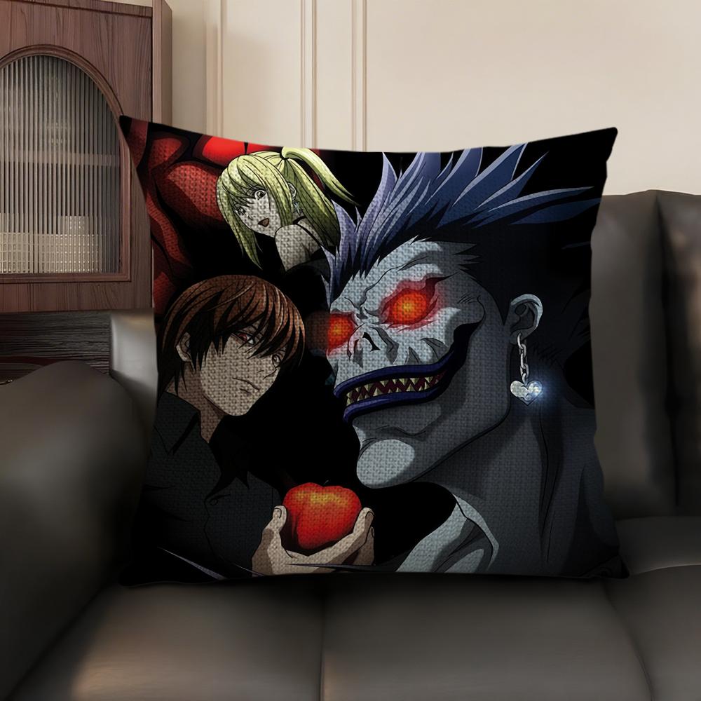 Anime DDeath NNote Cushion Cover Natural Linen Organic Fabric DoubleSided Printing Sofa Home Decor Gift Pillow Case