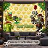 Wall Hanging Tapestry Custom NamePlants vs. Zombie Pattern Personalized Printed Fabric Wall Decor