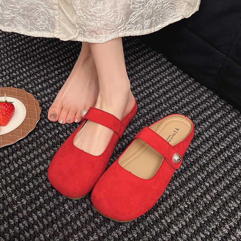 Shoes Women's Spring and Summer New Thick-soled Bag Head Half Slippers Pregnant Women Non-slip Outer Wear One Pedal Lazy Ugly Cute Tide