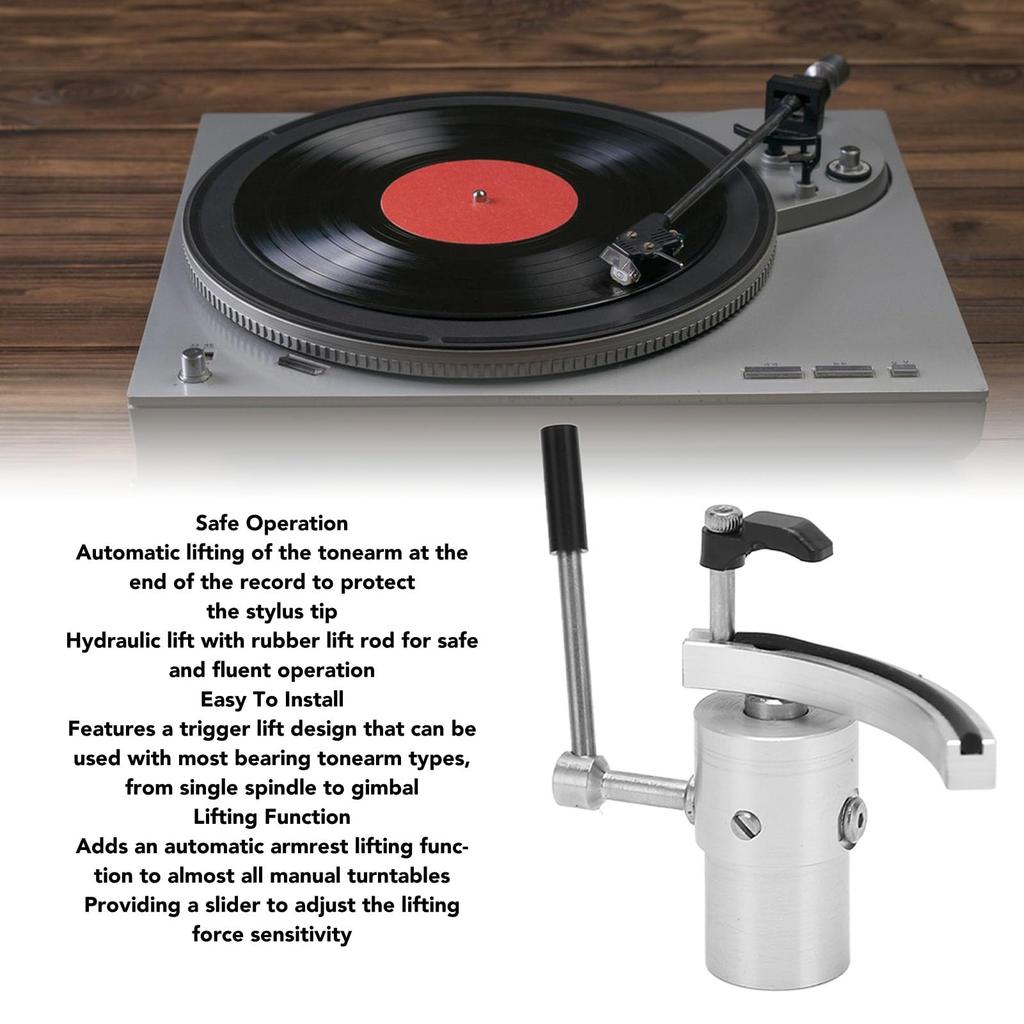 Tonearm Lifter, Height Adjustable Automatic Tonearm Lifter, High-End Tonearm Safety Riser for LP Turntable Disc Record Players