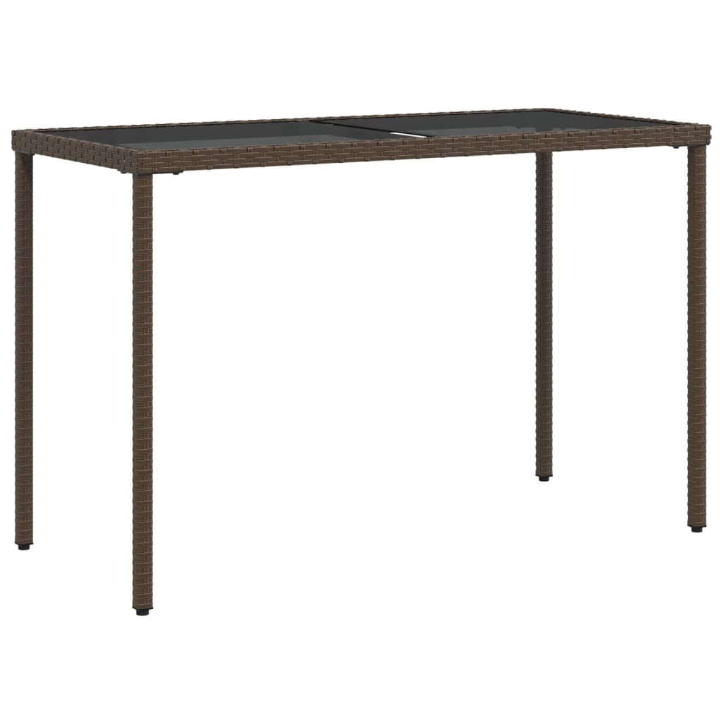 Garden Table with Glass Top Brown 115x54x74 Cm Poly Rattan
