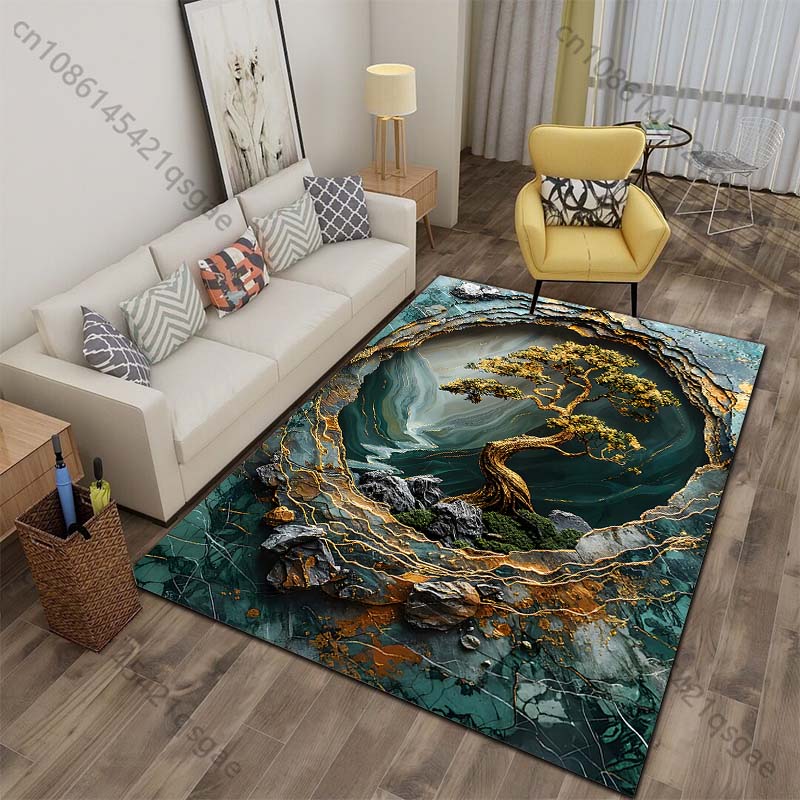 

Multiple sizes Marble-Textured Pine Print Carpet for Living Room Bedroom Sofa Home Decor Non-slip Mat Luxury Gift 40x60cm