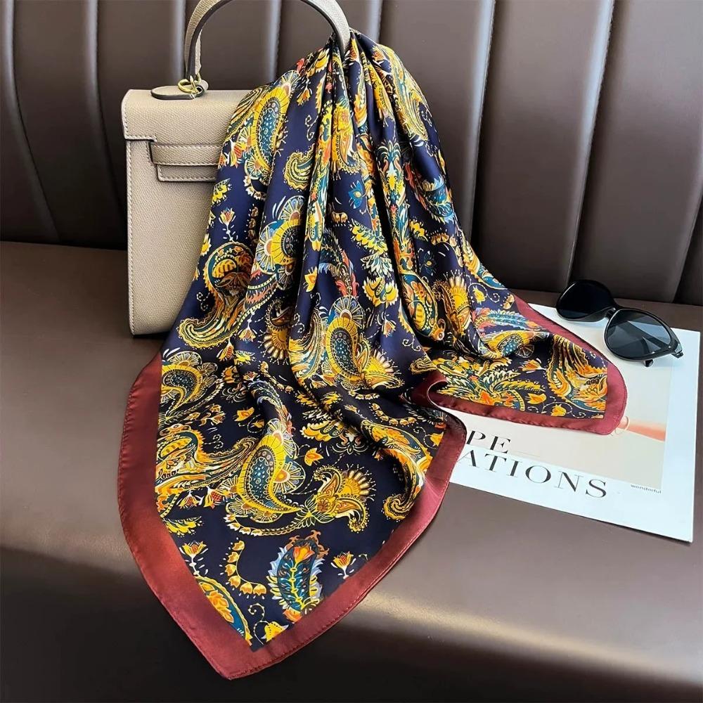 Fashion Luxury Brand 70cm Silk Feel Square Scarf Women Neck Tie Female Hair Bandana Headkerchief Shawl Wrap Hijab Echarpe