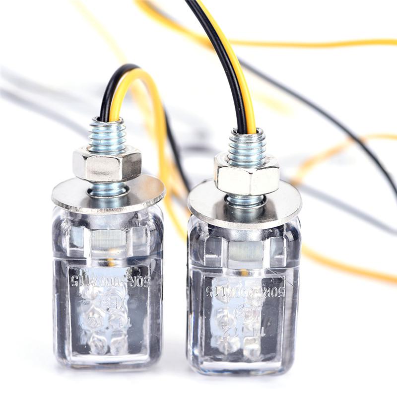2X 6Led Motorcycle Mini Amber Turn Signal Lights Blinker Indicator Black 12V New