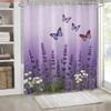 Lavender & Butterfly Print Waterproof Shower Curtain for Bathroom Decor