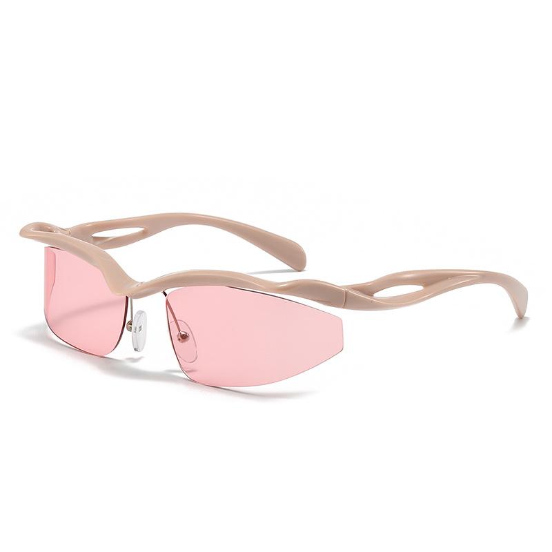 

Half Frame Cat Eye Trendy Sunglasses Women 2025 Luxury Brand Designer Rimless Shield Shades Black Pink Sun Glasses For Men