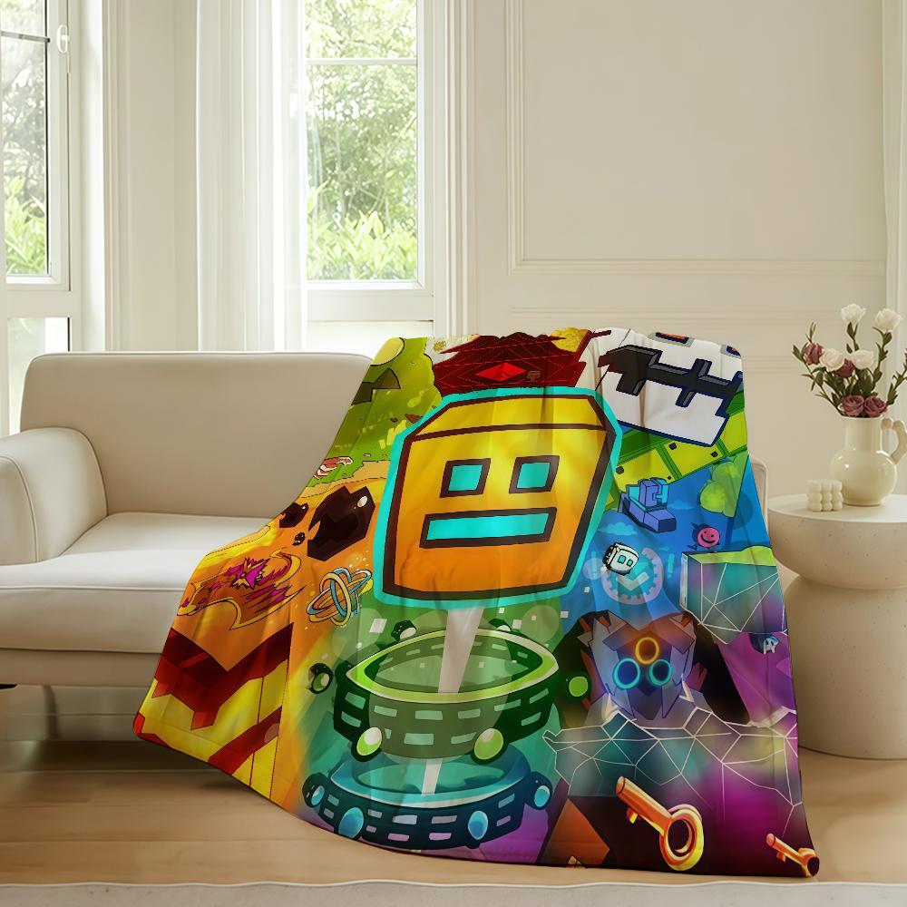 Video game G Geometry D Dash Blanket For Sofa Office Bed Plane Travel Sleep Read Relax Camping Soft And Warm