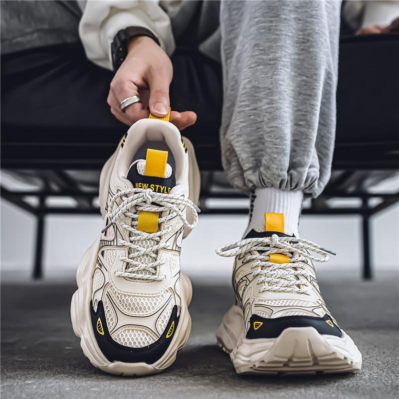 Herrenschuhe 2025 neu Frühling atmungsaktiv lässig vielseitig Sport rutschfest Jugend leicht Trend Plateau Dad-Schuhe