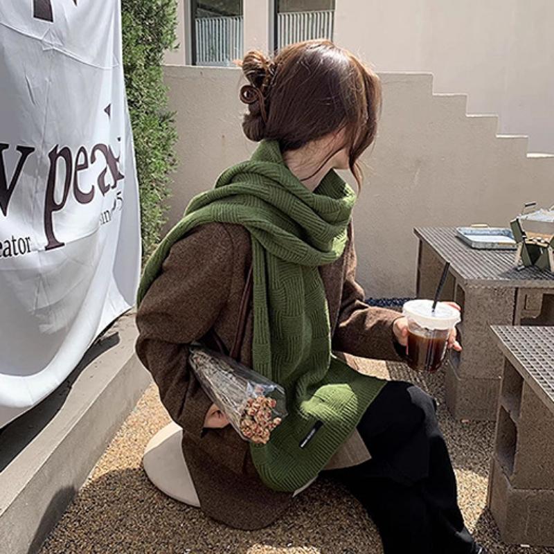 Eșarfă de iarnă Eșarfă tricotată pentru femei, elastică îngroșată, rezistentă la vânt, șal cald, șal doamnă, eșarfă lungă în aer liber, eșarfă în aer liber, accesorii pentru haine