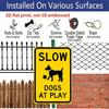 2D Flat, Slow Dogs At Play" Vintage Metal Yard Aluminum Sign, 8x12 Inch - Durable Outdoor Decor with Labrador Retriever Illustration for Home