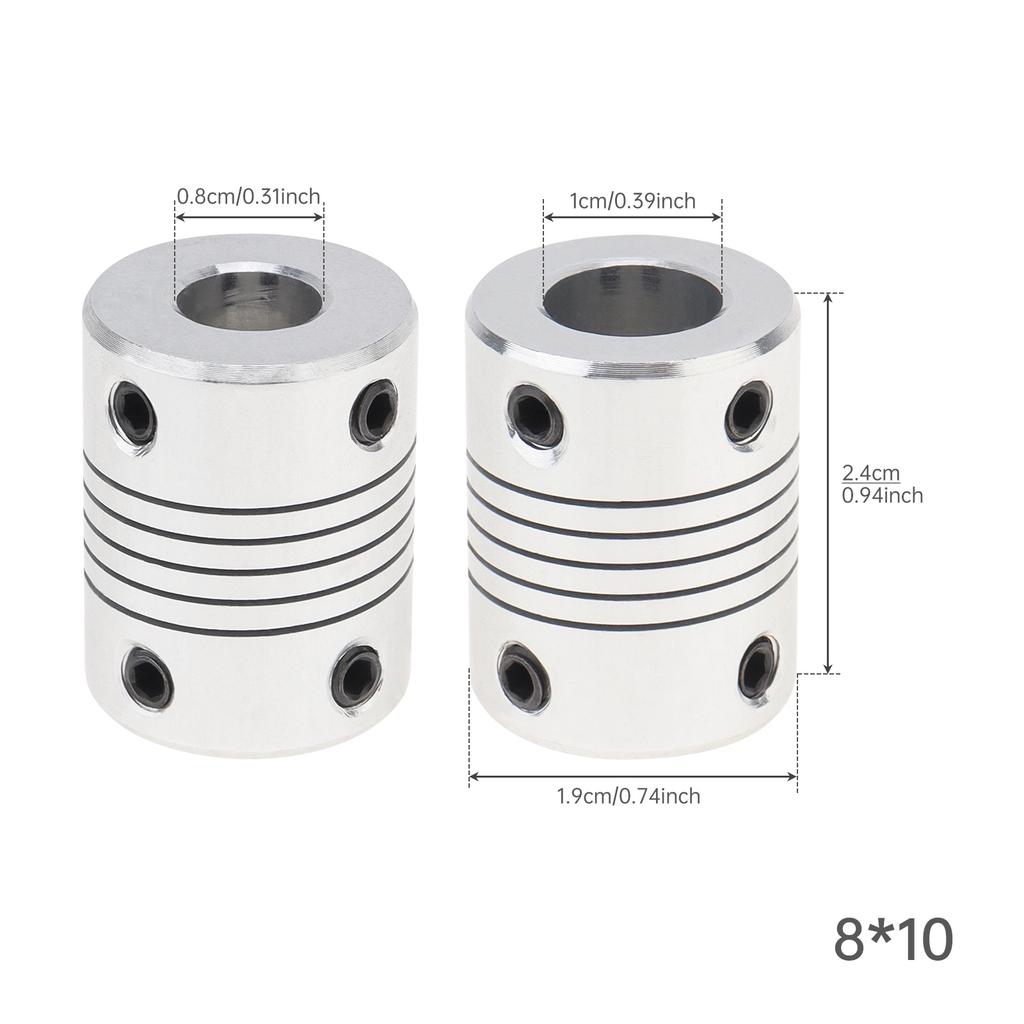 4pcs 8-10mm Aluminum Alloy Flexible Stepper Motor Coupler 25x19mm for 3D Printer CNC DIY Encoder with Screws