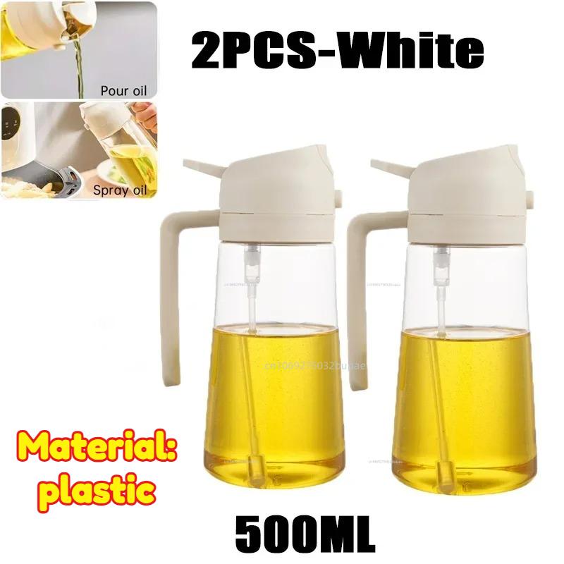 Oil Spray Pot 2-in-1 Plastic Household Kitchen Oil Bottle Nebulizing Mist Filling Cooking Oil Spray Pot Dual Use Camping