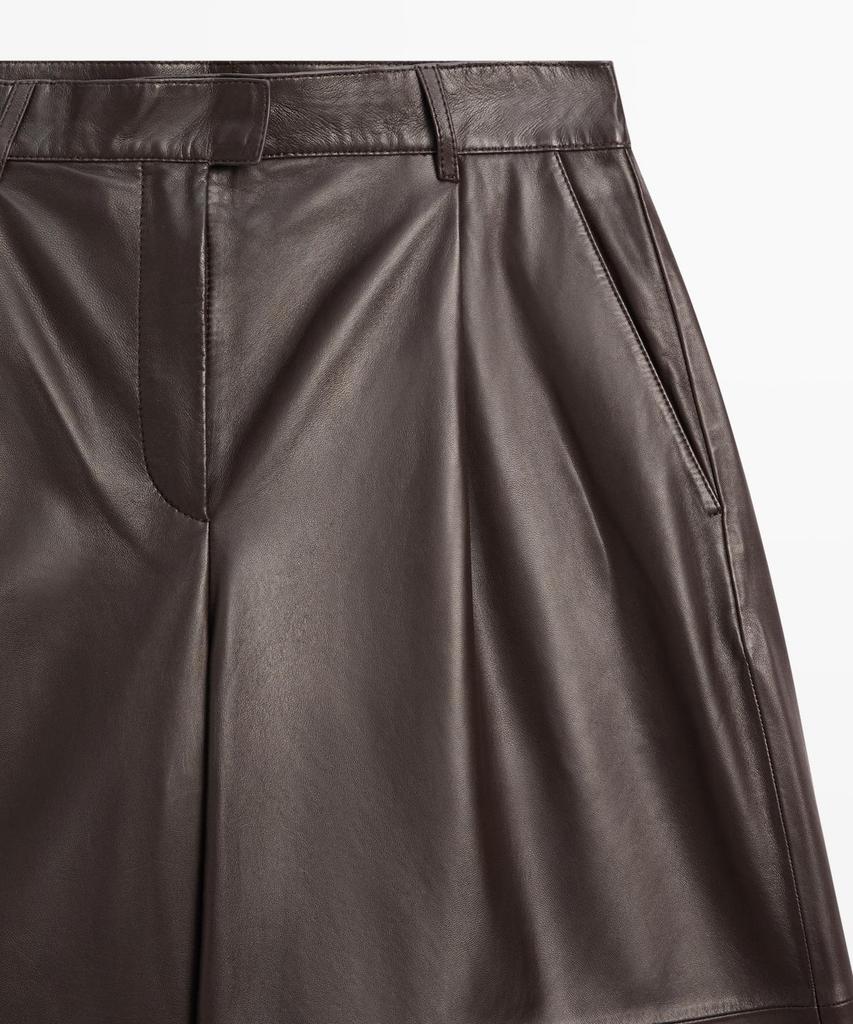 Masimodutti Long Napa Leather Bermuda Pants