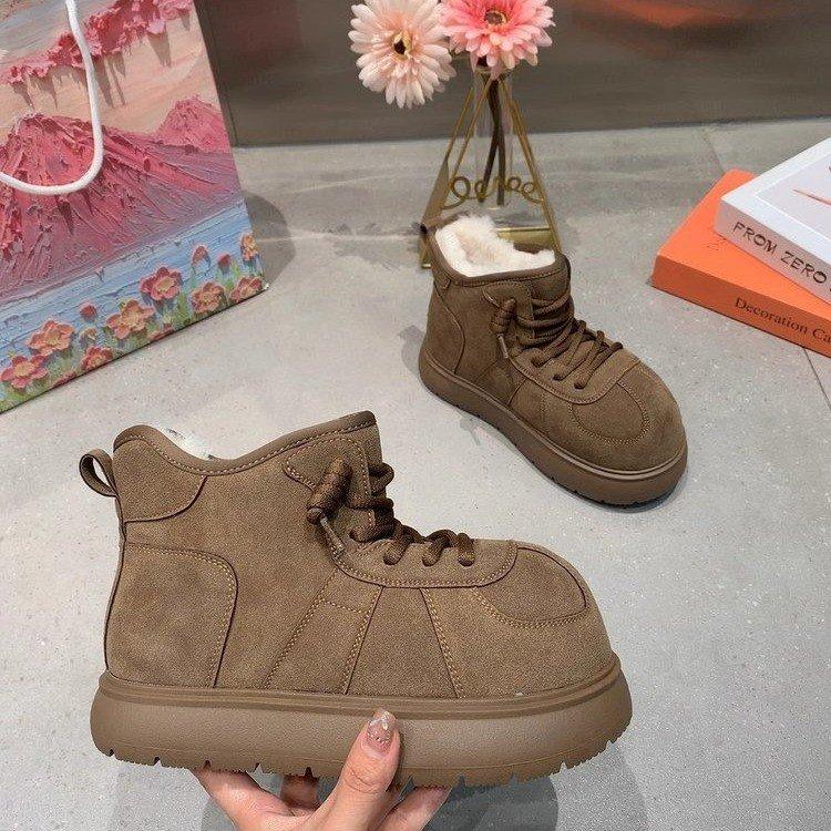 [Ushilai] Kapibara Big-headed Snow Boots for Women's 2025 Autumn and Winter New Thick-soled Heightening and Velvet Large Cotton Shoes