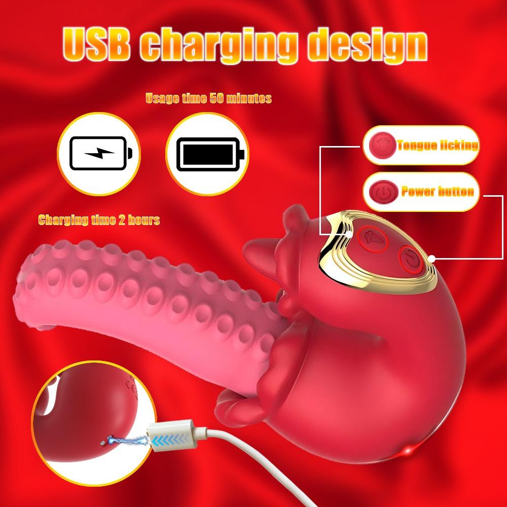 Tongue Licking Vibrator for Women G Spot Dildo Vibrating Masturbator Realistic Silicone Waterproof Adult Sex Toys
