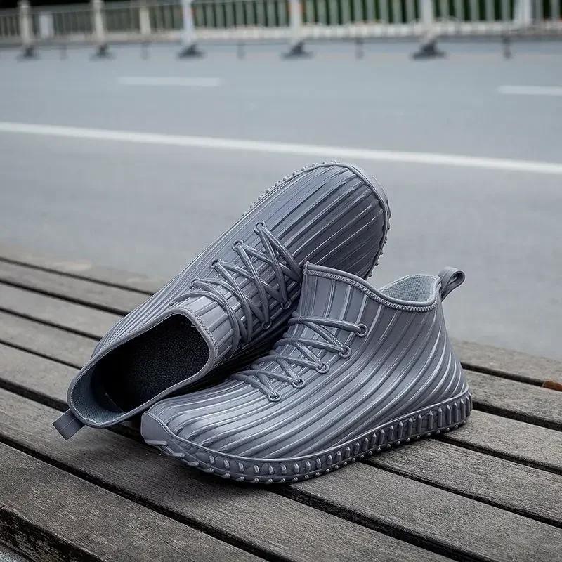 Low Ankle Summer Short Water Male Shoes Chef Kitchen Cooking Wide Toes Men's Rain Boots Waterproof and Non-slip Comfortable Gum