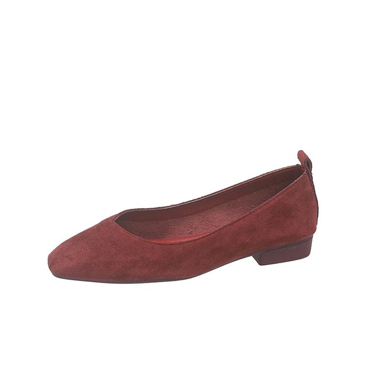 Low Heel Shoes Autumn New Square Toe Shallow Suede Slip-on Soft Sole Non-slip Wear-resistant Single Shoes