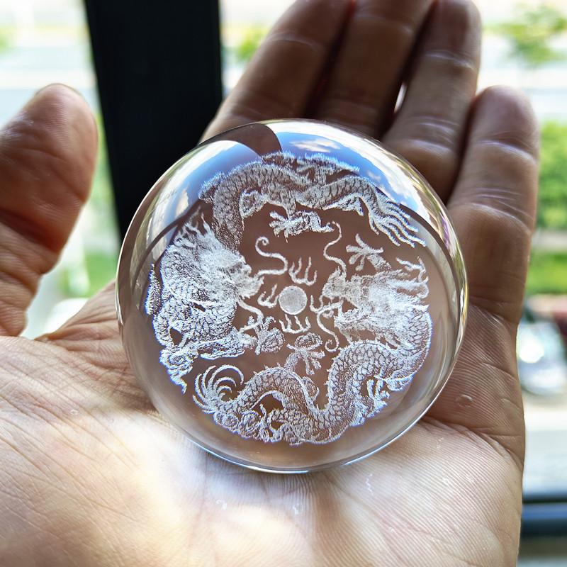 30 Clear Crystal Balls with 3D Laser-Engraved Solar System and Earth Galaxy Design - Creative Desktop Ornaments