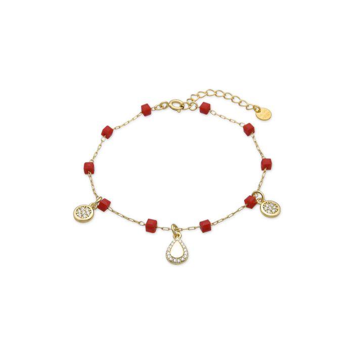 Bracelet - LUXENTER - Kirrio - Argent 925 - Finition or Jaune 18k - Cristal Rouge
