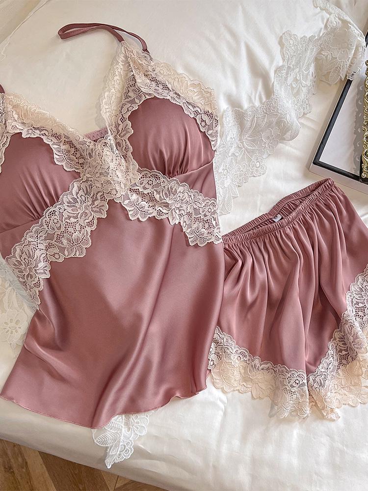 Women s Mulberry Silk Camisole & Shorts Set - Summer Pajamas Extra Large чёрный
