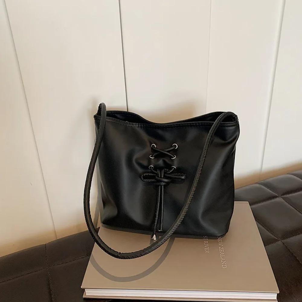 Ballet style women's bag 2026 new trend fashionable sweet handbag niche pearlescent texture shoulder bucket bag