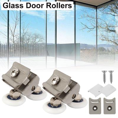 4PCS//Set Heavy Duty Twin Bottom Shower Door Rollers Runners Sliders Rust-proof Bathroom Door Wheels