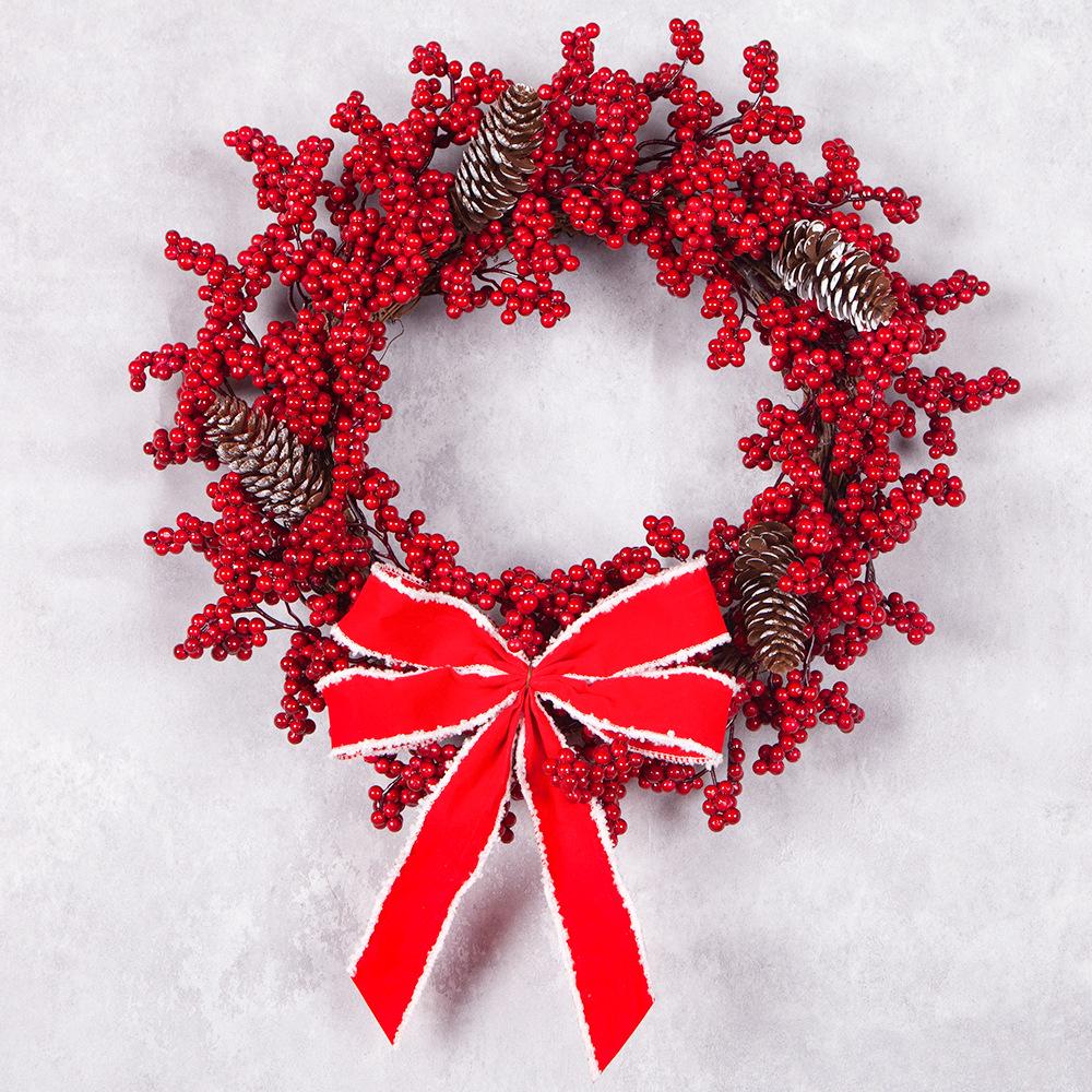 

Рождественские украшения Красные фрукты Пластиковые сосны Рождественский венок Украшения для сада на открытом воздухе 45cm