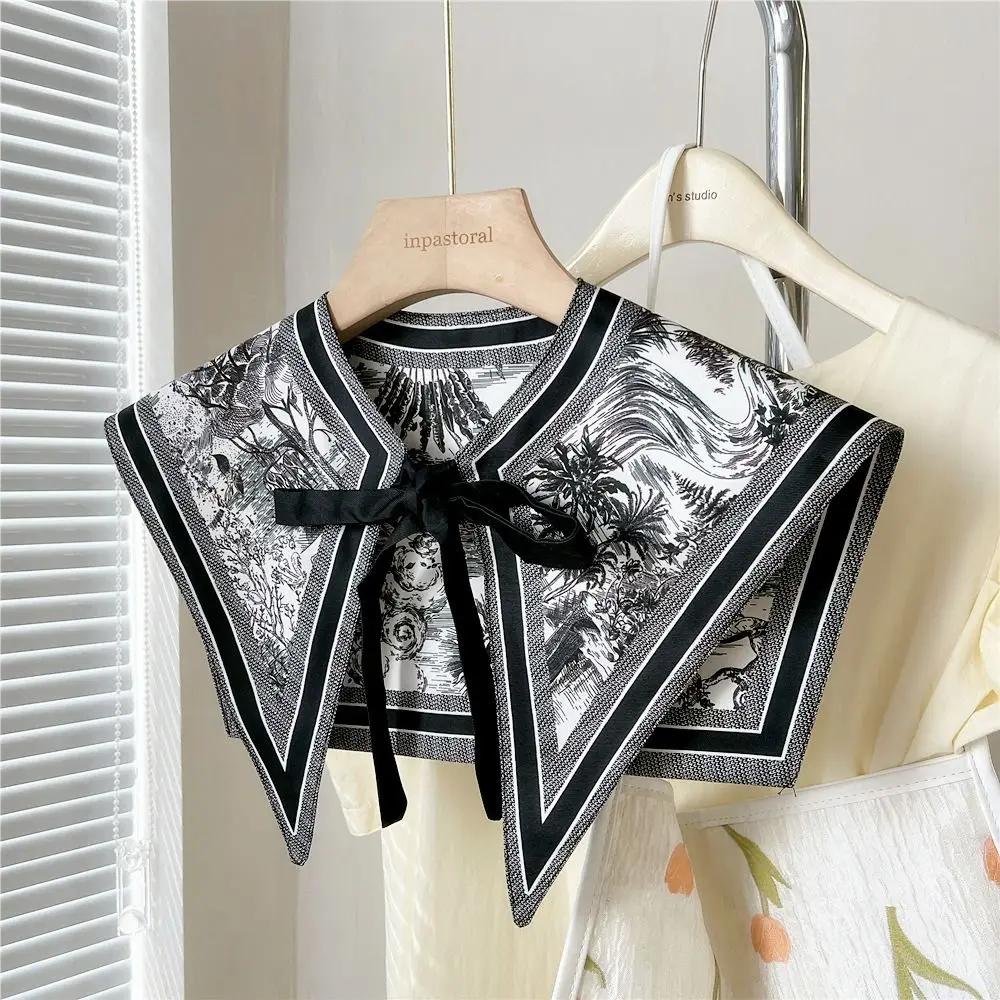 Fashion Detachable Shirt Fake Collar Floral Pattern Half Shirt Shawl Vintage False Collar for Women
